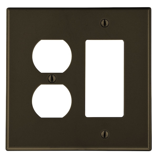Placa de pared Hubbell Wiring Device-Kellems, 2 tomas de corriente, 1 interruptor doble, color café - P826