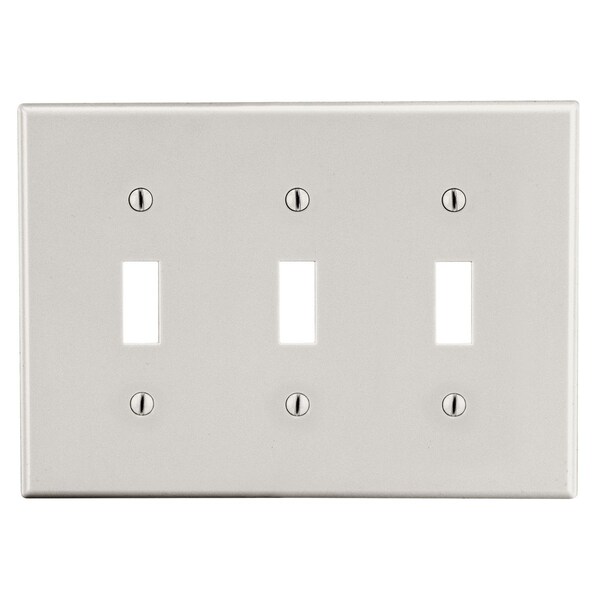 Placa de pared Hubbell Wiring Device-Kellems, 3 espacios, 3 interruptores, almendra clara - P3LA