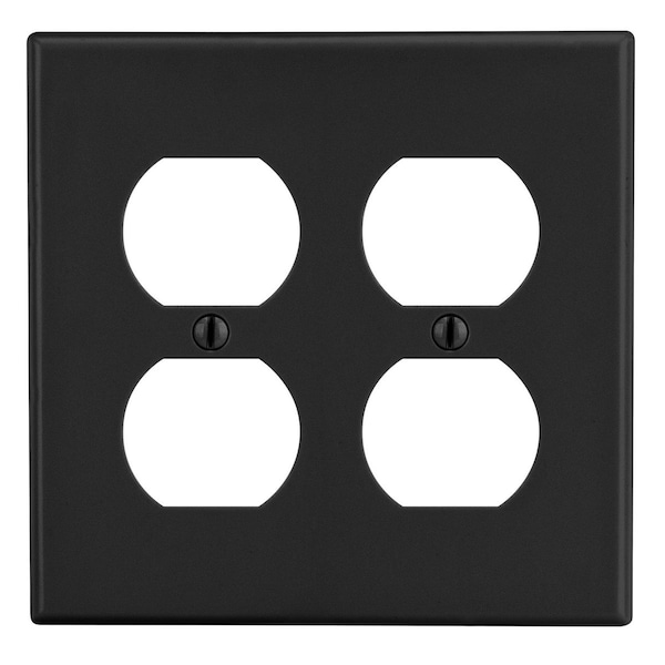 Placa de pared Hubbell Wiring Device-Kellems, tamaño mediano 2-Gang, 2) Dúplex, negro - PJ82BK