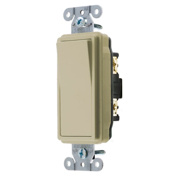 Interruptor decorativo de grado de especificación Hubbell Wiring Device-Kellems, de cuatro vías, 20A 120/277V AC, cableado posterior y lateral, marfil - DS420I