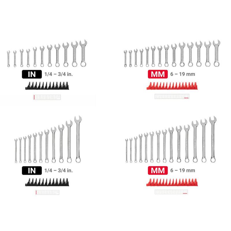 Juego de Llaves Combinadas TEKTON de 1/4 a 3/4 pulgadas, 6 a 19 mm de Longitud Estándar y Estándar, con Organizador Ranurado Modular (50 Piezas) - WCB95901.