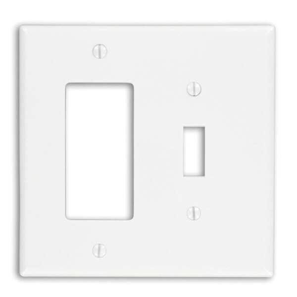 Placa de pared blanco de 2 puertos con interruptor de balancín y palanca de termoplástico de nylon - EZ1491983