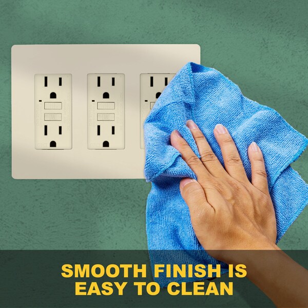 Placas de pared sin tornillos para interruptores de 3 gang, 4.68in de alto x 2.93in de largo, para GFCI, USB, reguladores, color marfil - SWP3-IV-01