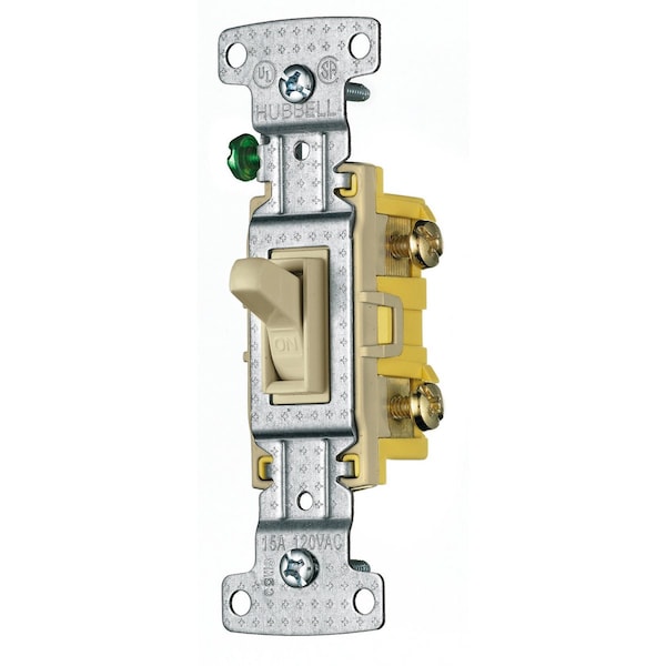 Hubbell Wiring Device-Kellems TradeSelect, Interruptores y Controles de Iluminación, Grado Residencial, Interruptores de palanca, un solo polo iluminado, 15A 120V AC, marfil - RS115ILI