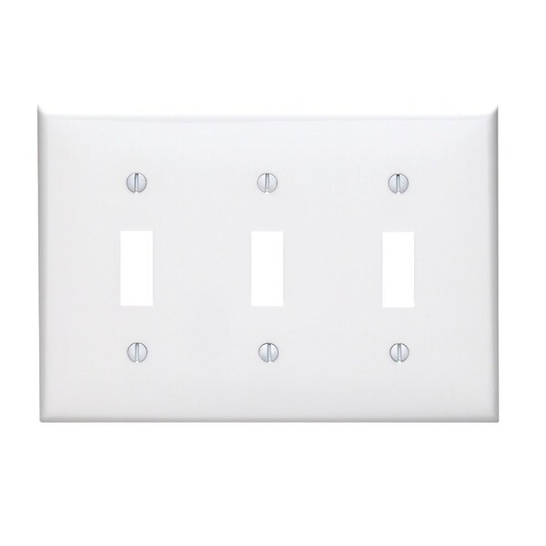 Placa de interruptor de palanca de nylon termoplástico de 3 posiciones Leviton, blanco - 002-80711-00W