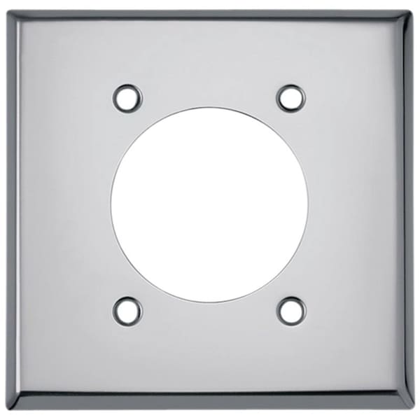 Placa de pared para toma de corriente Eaton Wiring Devices, 2 espacios, cromo plateado - 68-BOX