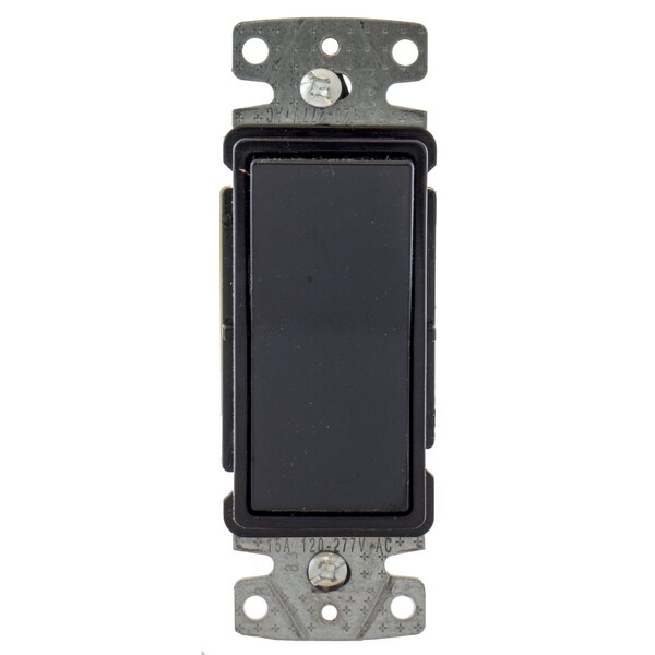 Hubbell Wiring Device-Kellems TradeSelect, Interruptores y Controles de Iluminación, Interruptor Decorativo, Grado Residencial, Interruptor Basculante, Propósito General CA, De Tres Vías, 15A 120/277V CA, Conexión por Empuje y Lateral, Negro - RSD315BK