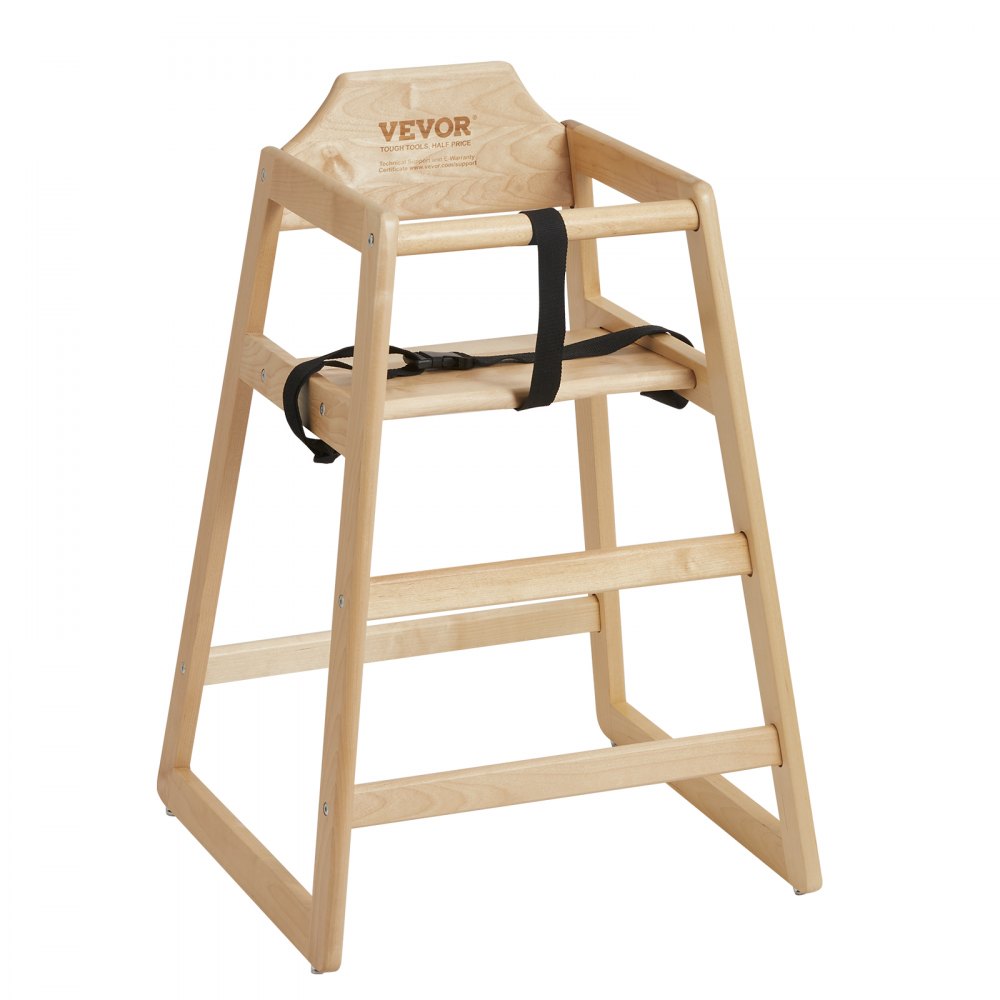 VEVOR Wooden High Chair for Babies & Toddlers, Double Solid Wood Feeding Chair, Eat & Grow Portable High Chair, Easy to Clean Baby Booster Seat, Compact Toddler Chair, Natural - GJBBDSMCTKW025LN0V0