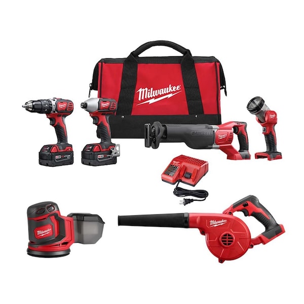 Milwaukee Tool Cordless Tool Kit, Orbit Sander, Blower - 2696-24, 2648-20, 0884-20