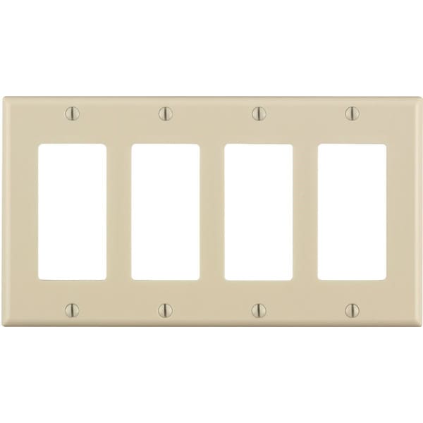 Placa de pared decorativa para interruptores de 4 Gang Leviton Decora, color almendra clara - 011-80412-00T