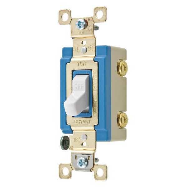 Interruptor de pared Bryant, 15A, blanco, tipo de 2 polos, palanca - 4802W