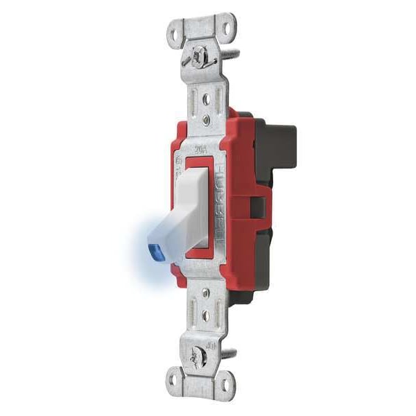 Interruptor de pared iluminado Hubbell Wiring Device-Kellems, 1 polo, 20A, blanco - SNAP1221ILW