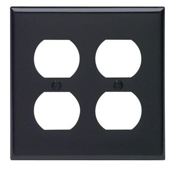 Placa de pared estándar para toma de corriente de 2 gang, color negro