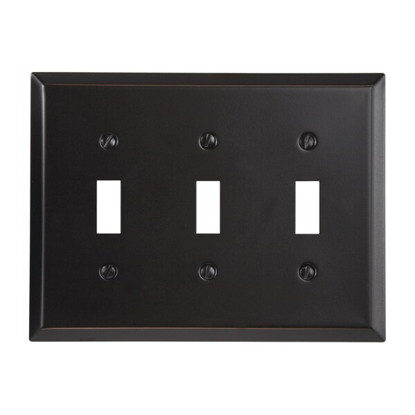 Amerelle Placa de Pared de Palanca de Acero Estampado de 3 gang en Bronce Antiguo 1 pz - 163TTTDB