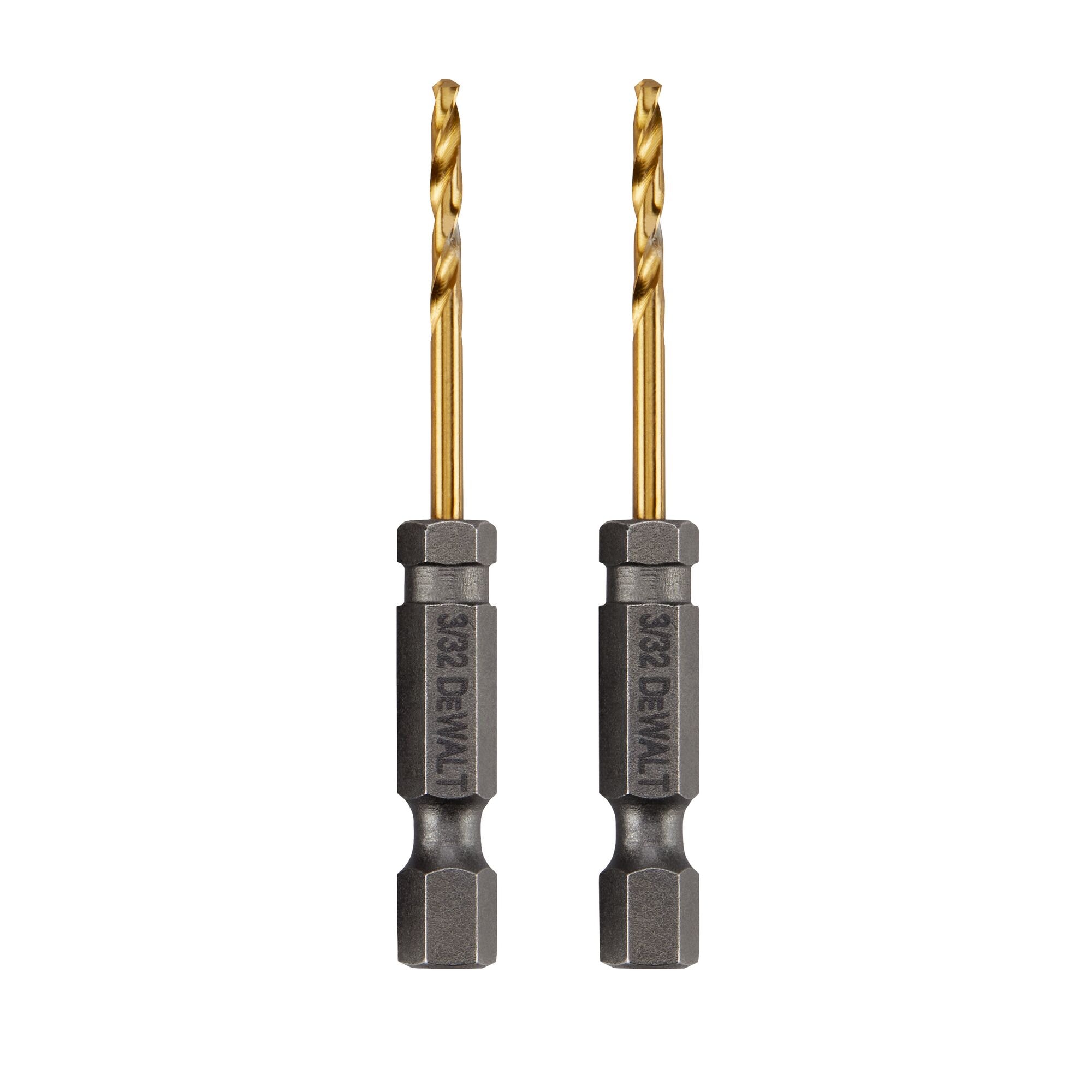 DEWALT Juego de 2 piezas de brocas helicoidales de longitud laboral recubiertas de nitruro de titanio HSS de 3/32 pulgadas x 2-7/16 pulgadas - DD5106