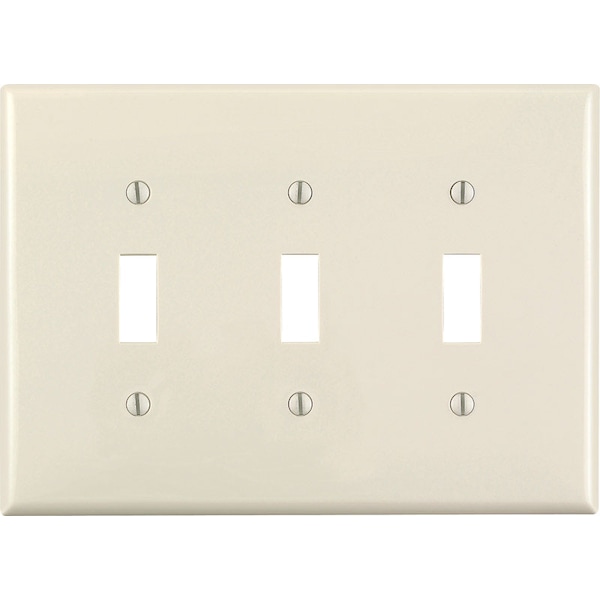 Placa de pared de palanca de plástico termoestable de 3 gangas en almendra de Leviton - paquete de 1 - 78011-000