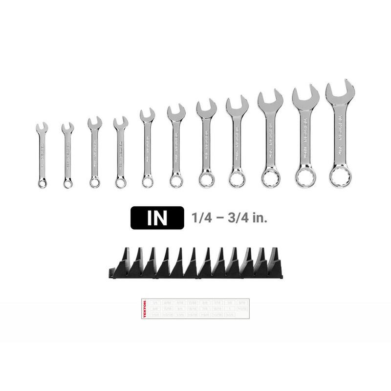 Juego de llaves combinadas TEKTON de 1/4 a 3/4 de pulgada con organizador modular ranurado (11 piezas) - WCB95401