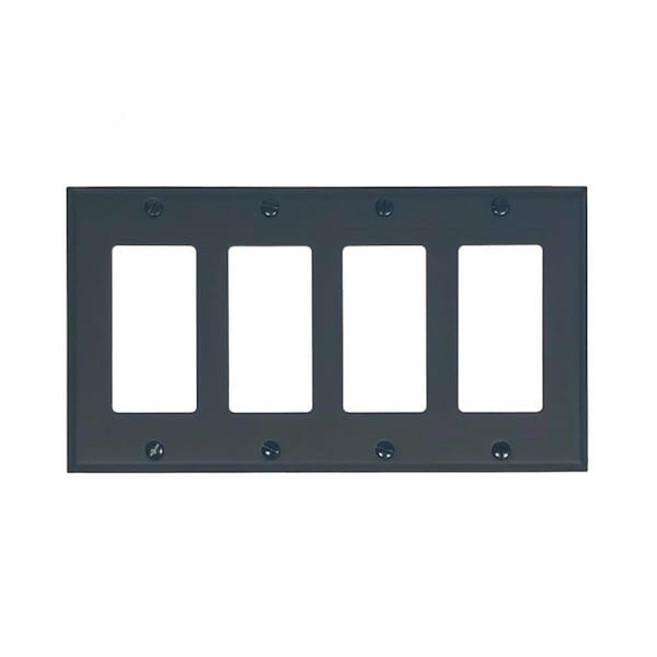 Placa de interruptor cuádruple con falla a tierra de 4 pulgadas Acorn Mfg Acorn, color negro - AWMBP