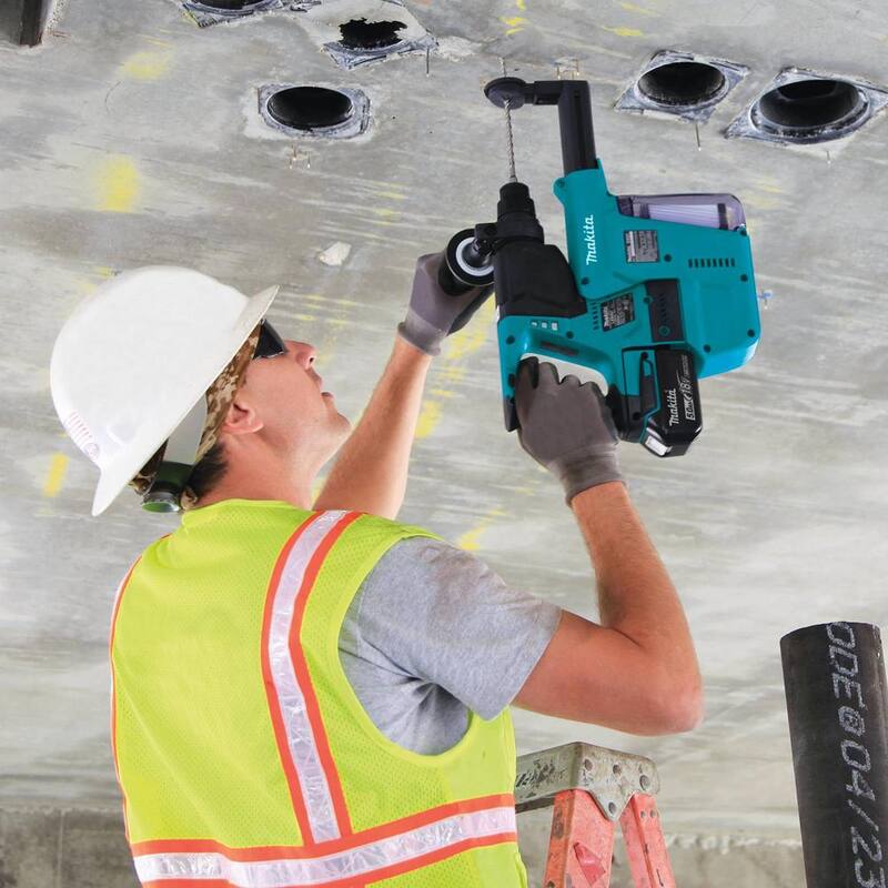 Martillo perforador rotativo inalámbrico sin escobillas SDS-Plus de 1 pulg. Makita 18V LXT Li-Ion con accesorio de aspiradora HEPA (2) baterías 5.0Ah - XRH011TX.