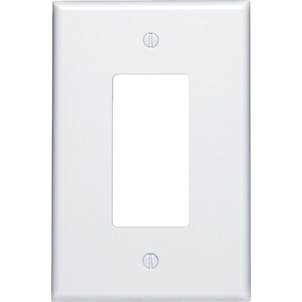 Placa de pared decorativa Leviton Decora de 1 ganga, tipo Rocker, plástico sobredimensionado, color blanco - R52-88601-00W