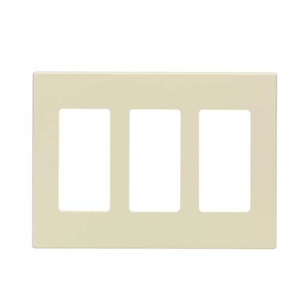 Placa de pared decorativa sin tornillos Leviton Decora Plus Almond de policarbonato de 3 gang, 1 pieza - 80311-T