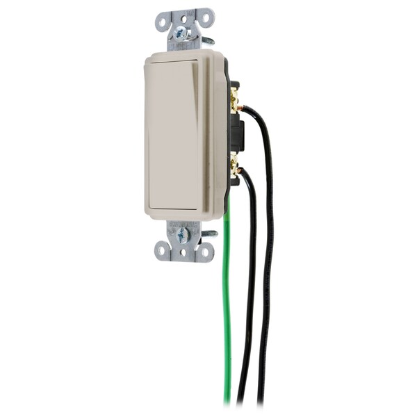 Hubbell Wiring Device-Kellems Spec Grade, Decorator Switches, General Purpose AC, Double Pole, 20A 120/277V AC, Back and Side Wired, Pre-Wired with 8" #12 THHN - DSL220LA