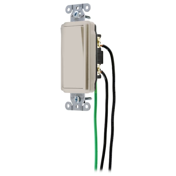 Hubbell Wiring Device-Kellems Spec Grade, Decorator Switches, General Purpose AC, Single Pole, 15A 120/277V AC, Back and Side Wired, Pre-Wired with 8" #12 THHN - DSL115LA