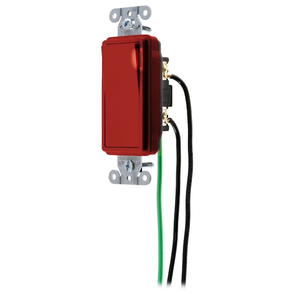Hubbell Wiring Device-Kellems Decorator Switches, General Purpose AC, Pilot Light Single Pole, 20A 120/277V AC, Back and Side Wired, Pre-Wired with 8" #12 THHN, Ivory - DSL120PL