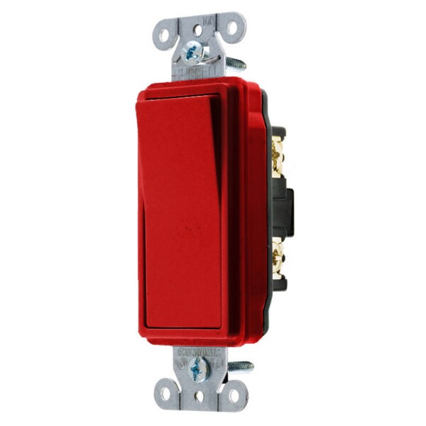 Interruptor decorativo de grado de especificación de Hubbell Wiring Device-Kellems, Four Way, 20A 120/277V AC, cableado posterior y lateral, rojo - DS420R