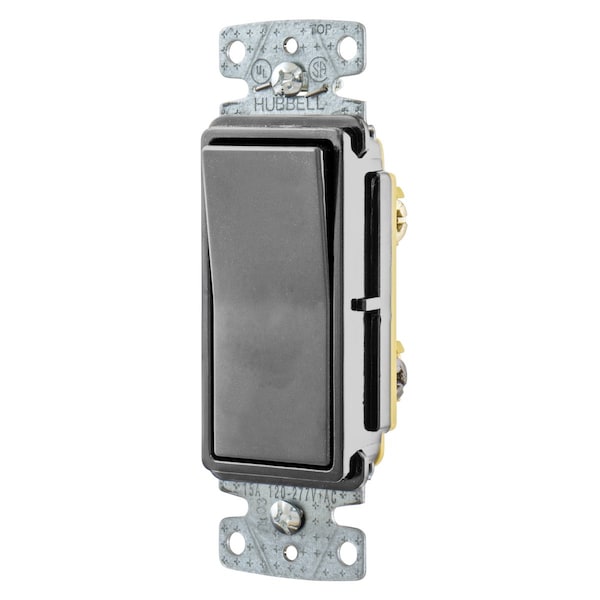 Hubbell Wiring Device-Kellems TradeSelect, Switches and Lighting Controls, Decorator Switch, Residential Grade, Rocker Switch, General Purpose AC, Three Way, 15A 120/277V AC, Push Back and Side Wired, Gray - RSD315GY