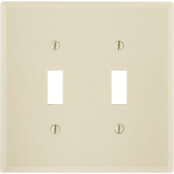 Placa de interruptor de palanca de 2 salidas de plástico liso de Leviton, marfil - 001-80509-00I