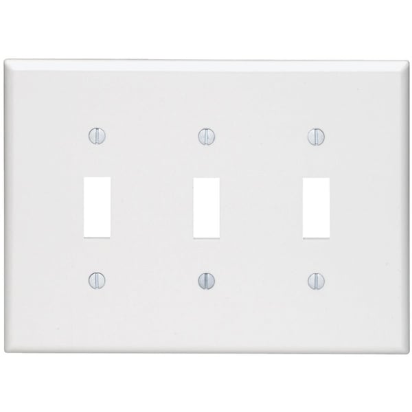 Placa de interruptor de palanca de 3 vías de plástico liso Leviton, blanco - 003-80511-00W