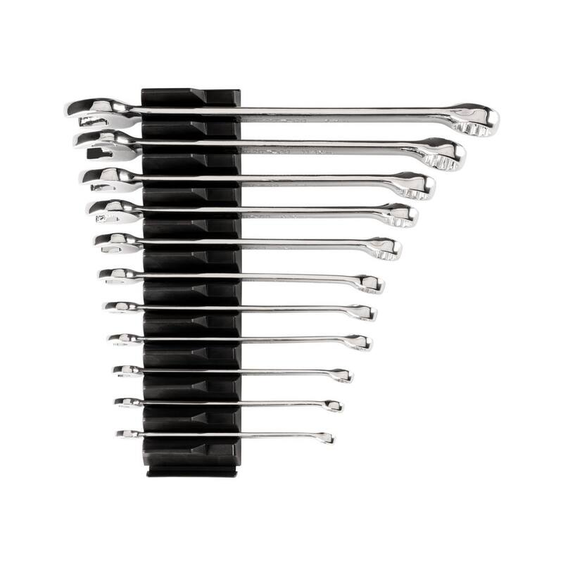 Juego de llaves combinadas TEKTON de 1/4 a 3/4 pulg. con organizador modular de ranuras (11 piezas) - WCB95101