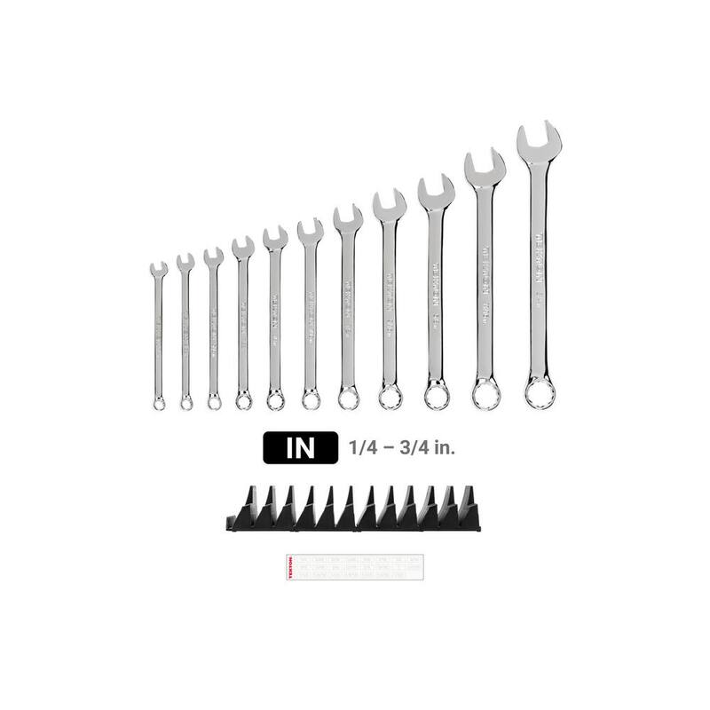 Juego de llaves combinadas TEKTON de 1/4 a 3/4 pulg. con organizador modular de ranuras (11 piezas) - WCB95101