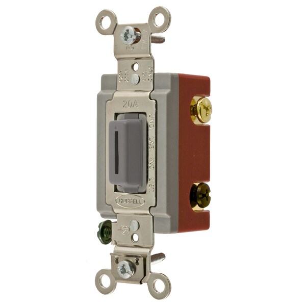 Interruptor de palanca con candado de grado industrial extra resistente Hubbell Wiring Device-Kellems, propósito general AC, de cuatro vías, 20A 120/277V AC, guía de llave con cableado de espalda y lateral - HBL1224LG