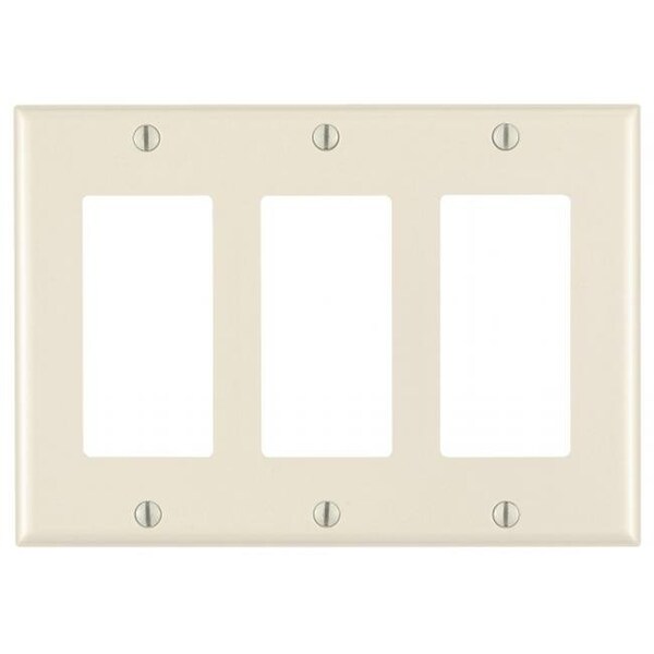 Placa de pared Decora de 3 bandas Leviton 011-80411-00T en tono almendra