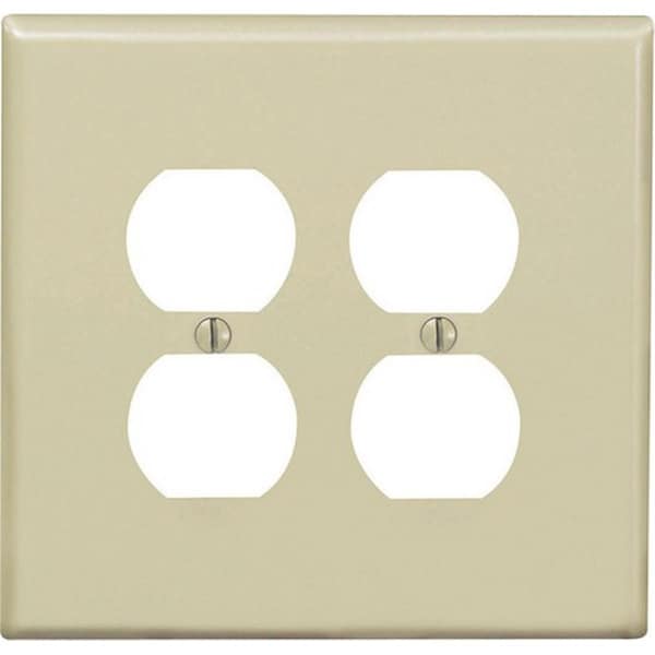 Placa de Receptáculo Dúplex de 2 Gang en Marfil para Ezgeneration - EZ156047