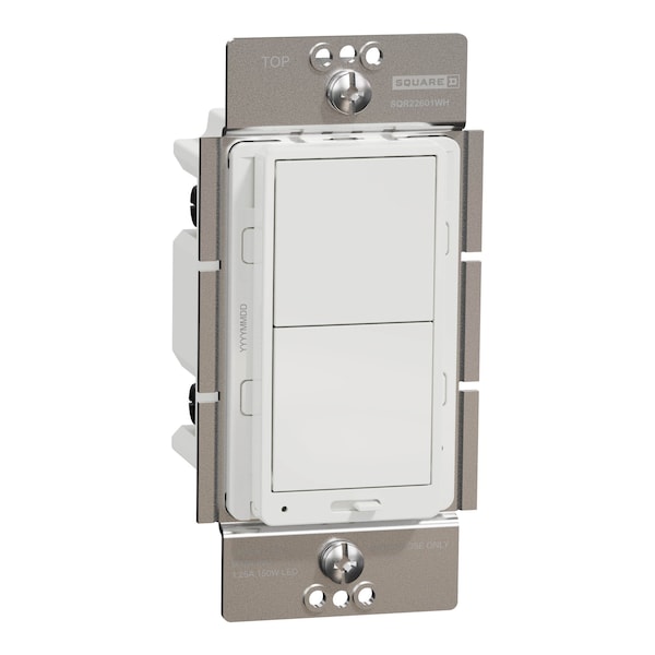 Interruptor atenuador Square D, Serie X, Rocker, 600 W, Monopolar - SQR22601WH