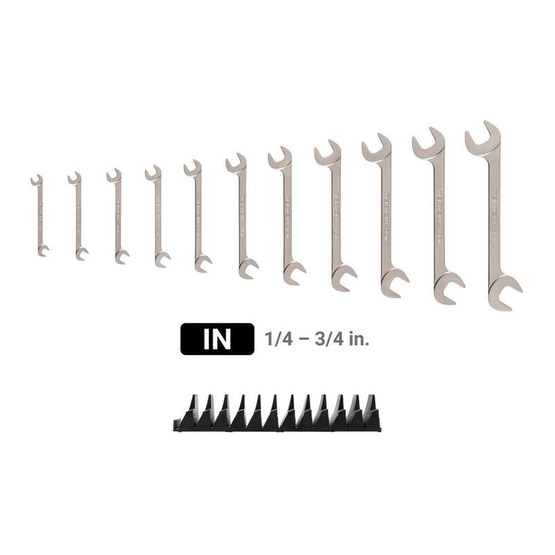 Juego de llaves inglesas de cabeza angular abierta TEKTON de 1/4 a 3/4 pulgadas con organizador de llaves modular (11 piezas) - WAE91501