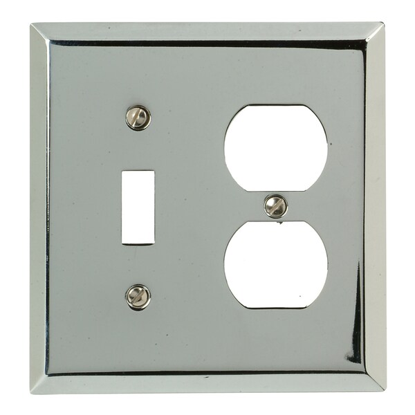 Amerelle Placa de Pared Dúplex/Interruptor de 2 compartimientos de Acero Estampado en Cromo Pulido Century 1 paquete - 161TD