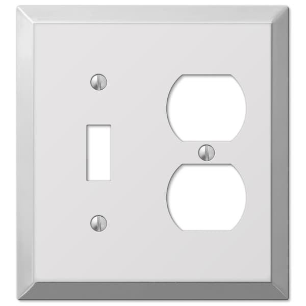 Amerelle Placa de Pared Dúplex/Interruptor de 2 compartimientos de Acero Estampado en Cromo Pulido Century 1 paquete - 161TD