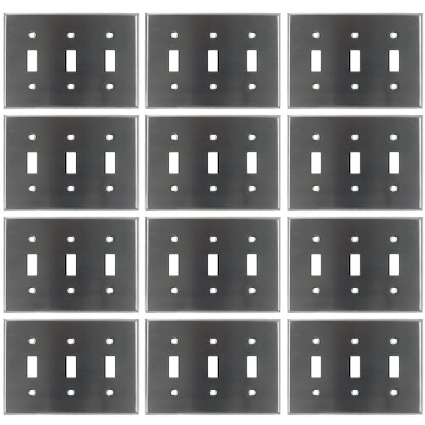 Placa de interruptor de palanca de 3 vías Sunlite de acero estándar 4.5 pulgadas X 6.4 pulgadas UL Listed, 12PK - 40901-NS