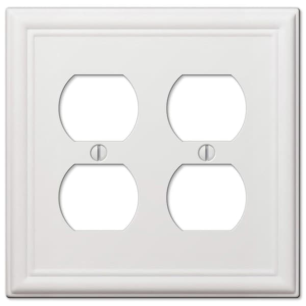 Placa de pared para toma de corriente doble Livewire Chelsea de acero estampado, blanco