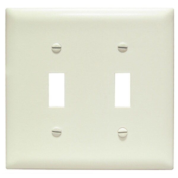 Placa de pared de nylon con 2 aberturas para interruptores de palanca - Almendra