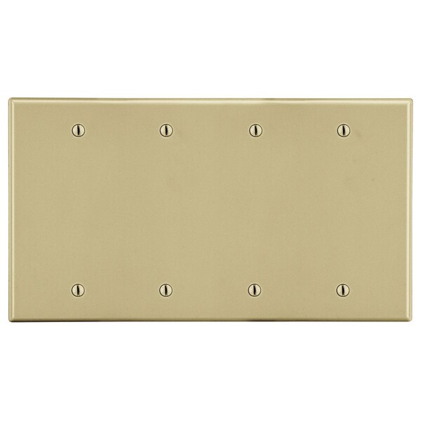 Placa de pared de Hubbell Wiring Device-Kellems, 4-Gang, montaje en caja cuadrada en blanco, marfil - P43I