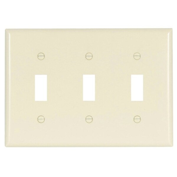 Placa de pared Eaton Wiring Devices, 4-1/2 pulgadas de largo, 3-3/8 pulgadas de ancho, 3 gang, termoestable, almendra clara, alto brillo - 2141LA-BOX