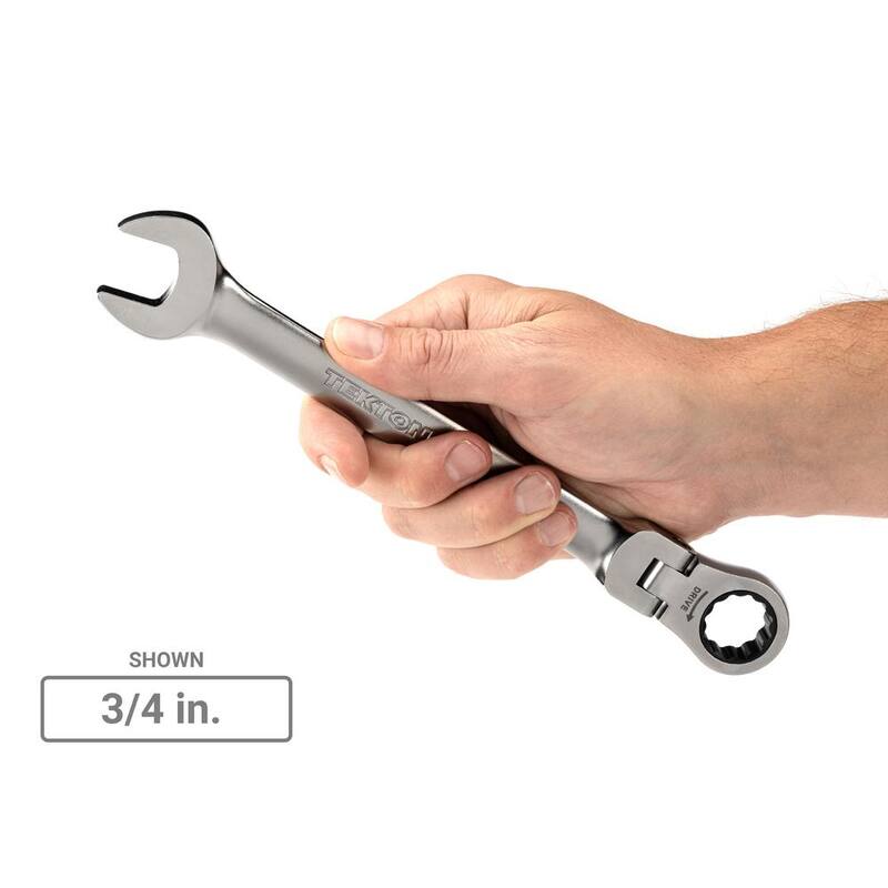 Set de llaves combinadas de trinquete de 11 piezas (1/4-3/4 pulgadas) con cabezal flexible de 12 puntos TEKTON y organizador modular con ranuras - WRC95300