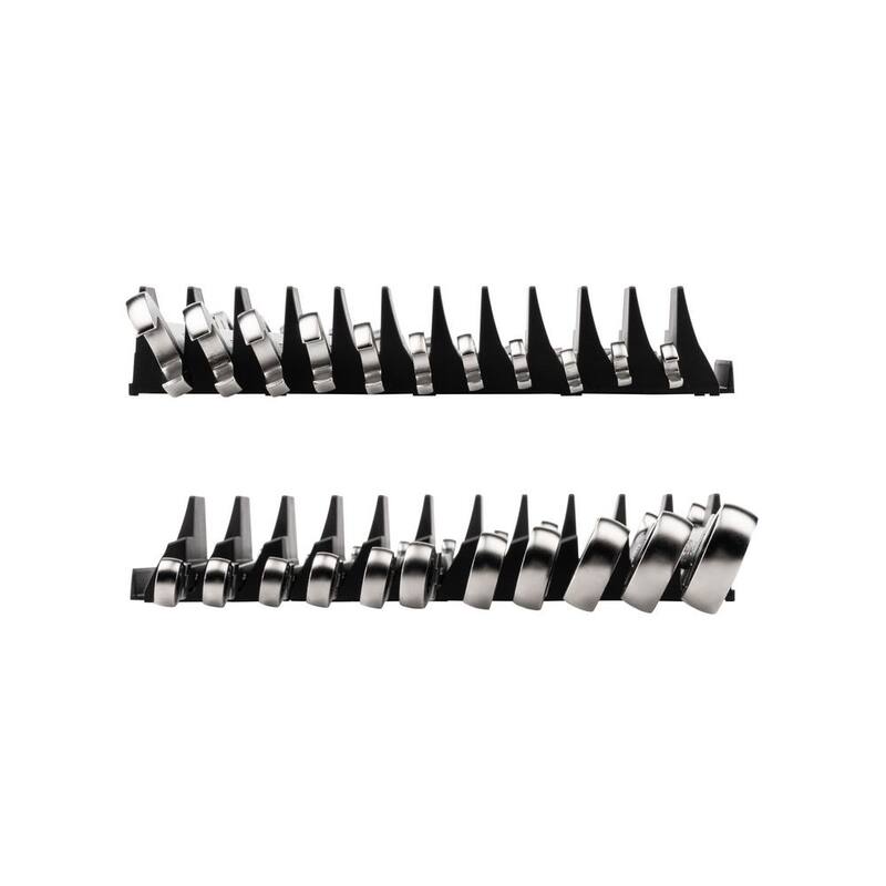 Set de llaves combinadas de trinquete de 11 piezas (1/4-3/4 pulgadas) con cabezal flexible de 12 puntos TEKTON y organizador modular con ranuras - WRC95300