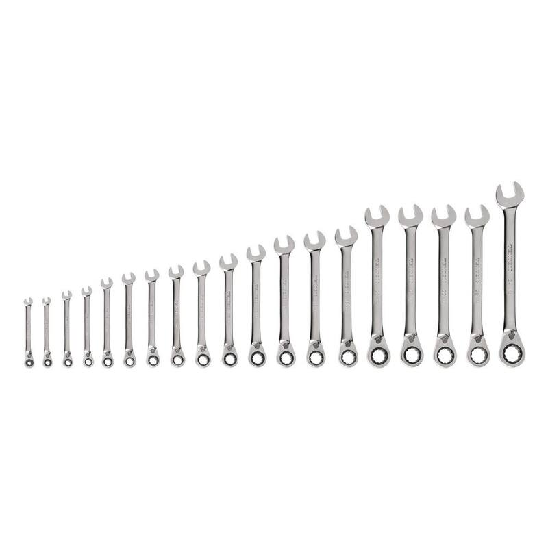 Juego de llaves combinadas de trinquete de 12 puntos reversibles TEKTON de 19 piezas (6-24 mm) - WRC94003