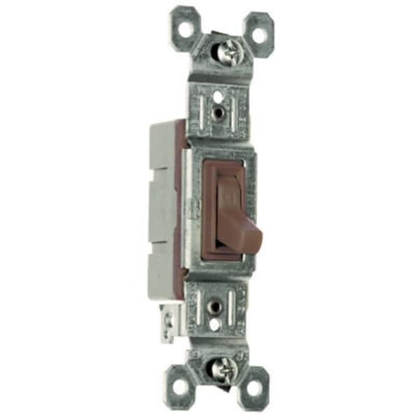 Interruptor de palanca Legrand, 15 A, 120 VCA, Terminal de cable lateral, Material de carcasa termoplástica, Marrón - 660GUCC18